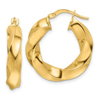 10ky Polished 5.25mm Hollow Twisted Round Hoop Earrings