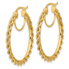 10k Polished and D/C Rope 2.95mm Hoop Earrings