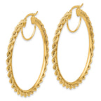 10k Polished and D/C Rope 2.95mm Hoop Earrings