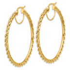 10k Polished and D/C Rope 2.95mm Hoop Earrings