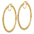 10k Polished and D/C Rope 2.95mm Hoop Earrings