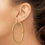 10k Polished and D/C Rope 2.95mm Hoop Earrings