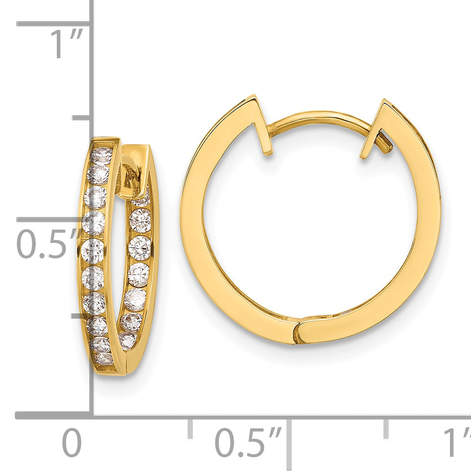 10K Polished 2.2mm CZ Hinged In/Out Hoop Earrings