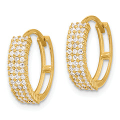 10K Polished 4mm CZ Hinged Hoop Earrings