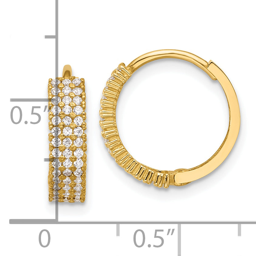 10K Polished 4mm CZ Hinged Hoop Earrings