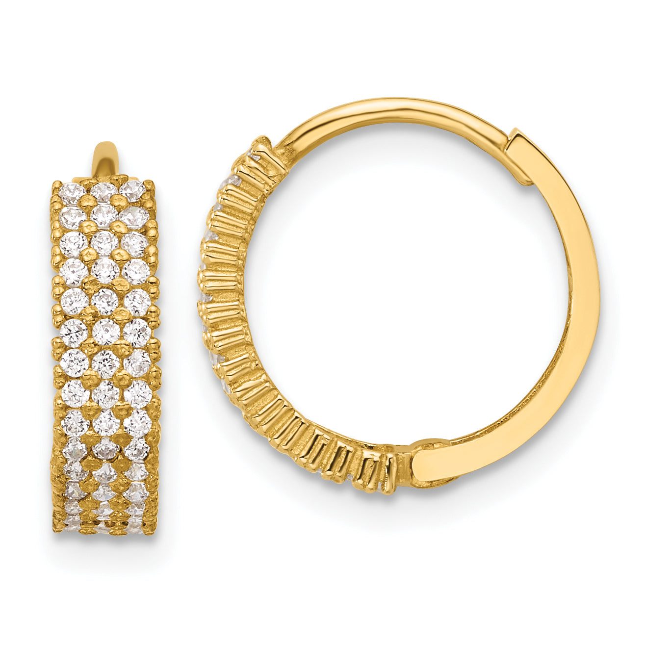 10K Polished 4mm CZ Hinged Hoop Earrings Main image