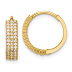 10K Polished 4mm CZ Hinged Hoop Earrings