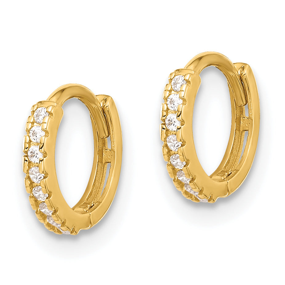 10K Polished 1.5mm CZ Hinged Hoop Earrings Secondary image