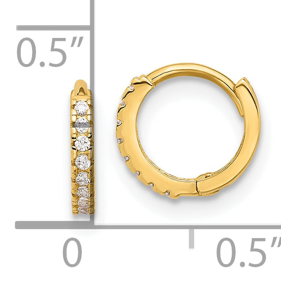 10K Polished 1.5mm CZ Hinged Hoop Earrings