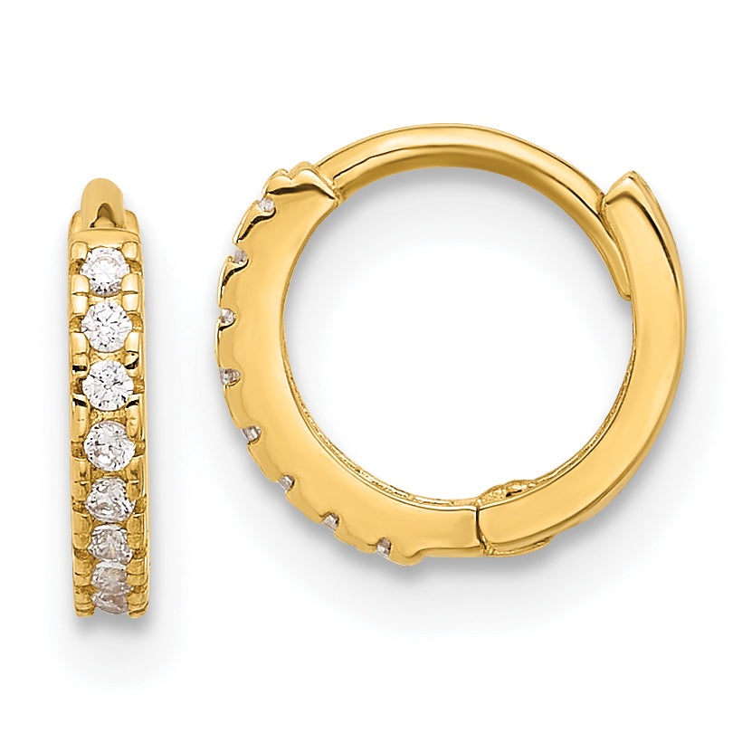 10K Polished 1.5mm CZ Hinged Hoop Earrings Main image