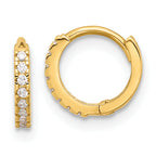 10K Polished 1.5mm CZ Hinged Hoop Earrings