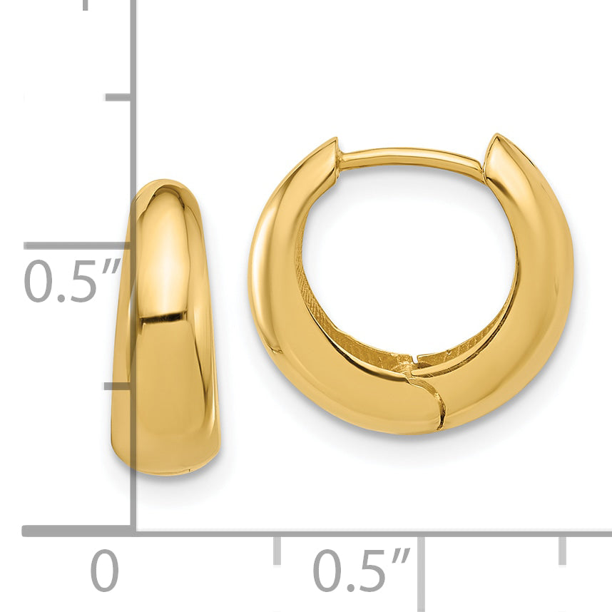 10K Polished Hinged Huggie Hoop Earrings