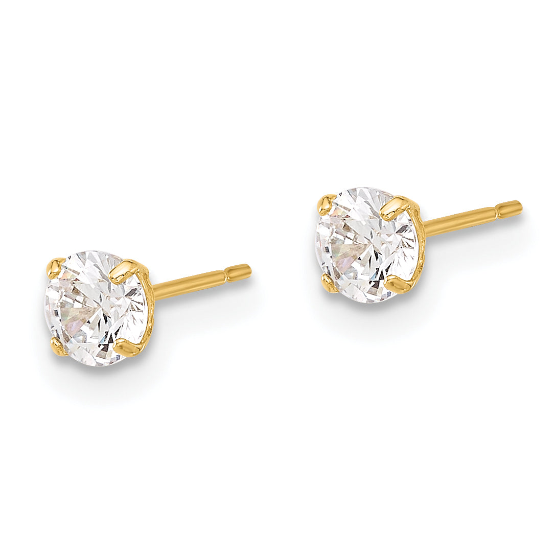 10K Polished 4mm CZ Stud Post Earrings Secondary image