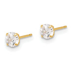 10K Polished 4mm CZ Stud Post Earrings