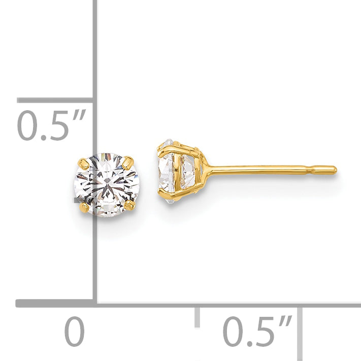 10K Polished 4mm CZ Stud Post Earrings
