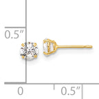 10K Polished 4mm CZ Stud Post Earrings