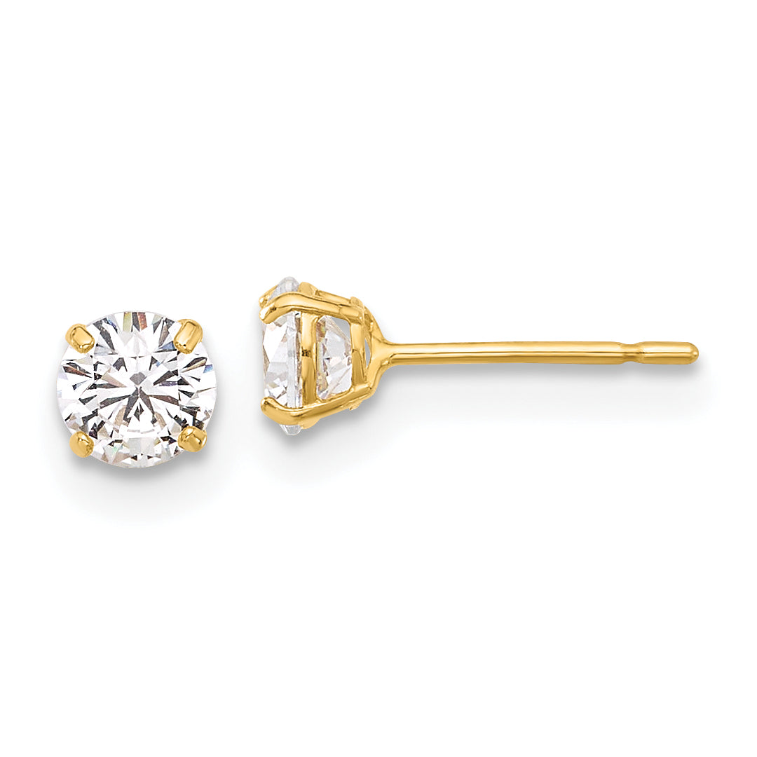 10K Polished 4mm CZ Stud Post Earrings Main image