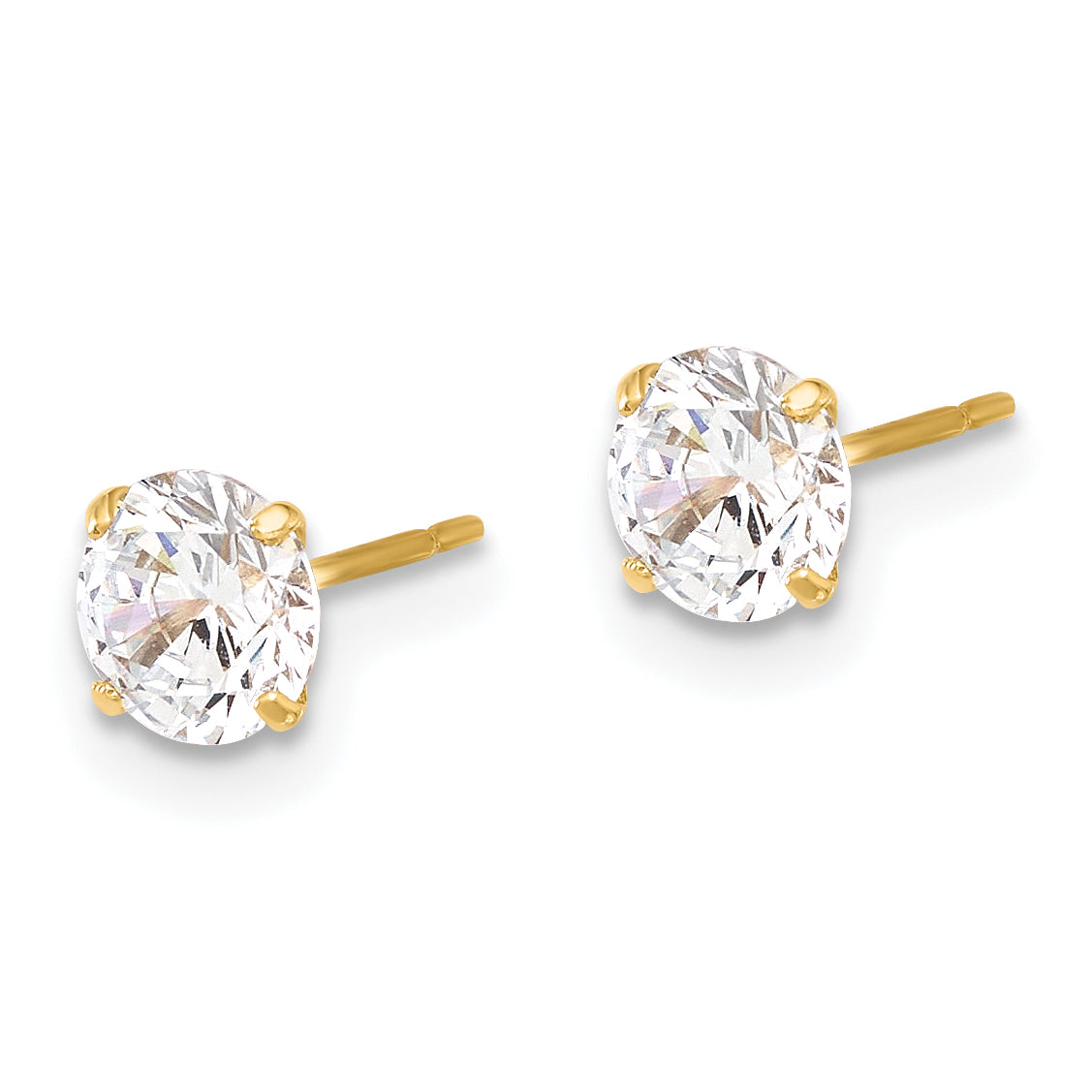 10K Polished 5mm CZ Stud Post Earrings Secondary image