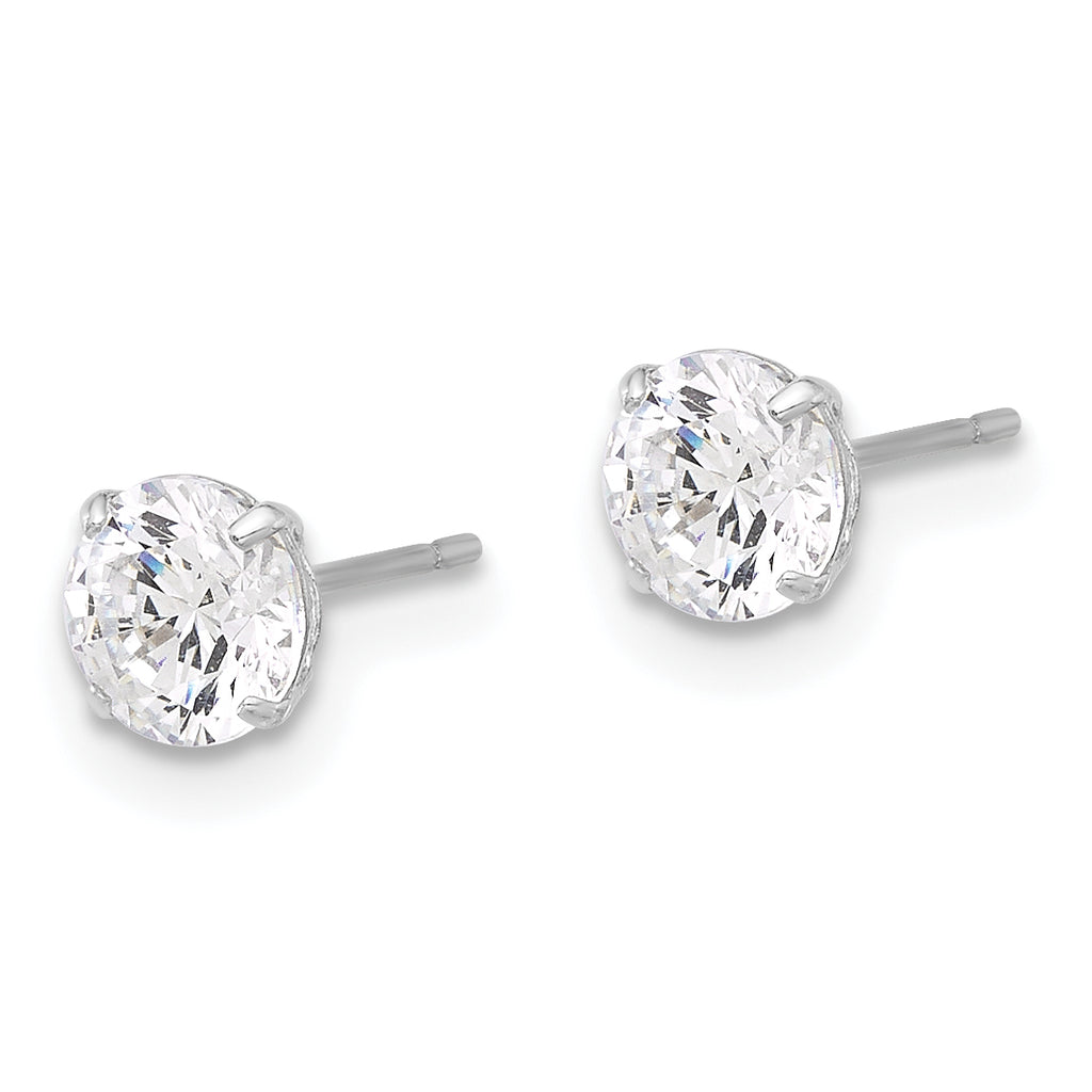 10K White Polished 5mm CZ Stud Post Earrings