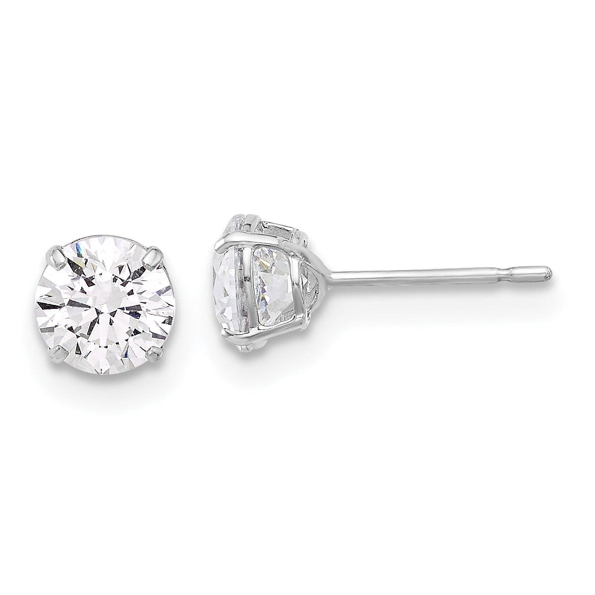 10K White Polished 5mm CZ Stud Post Earrings