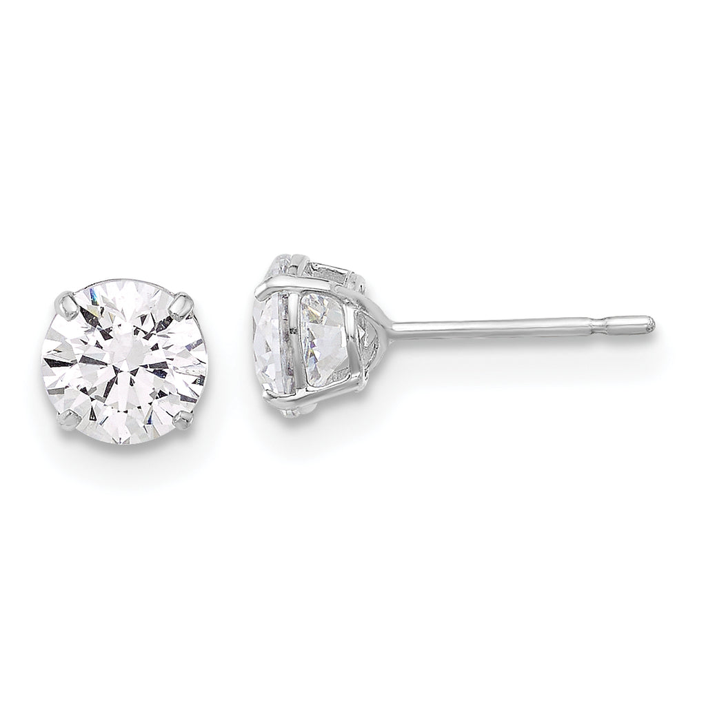 10K White Polished 5mm CZ Stud Post Earrings
