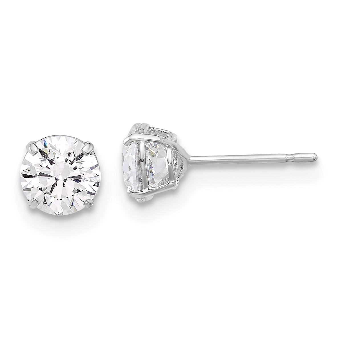 10K White Polished 5mm CZ Stud Post Earrings