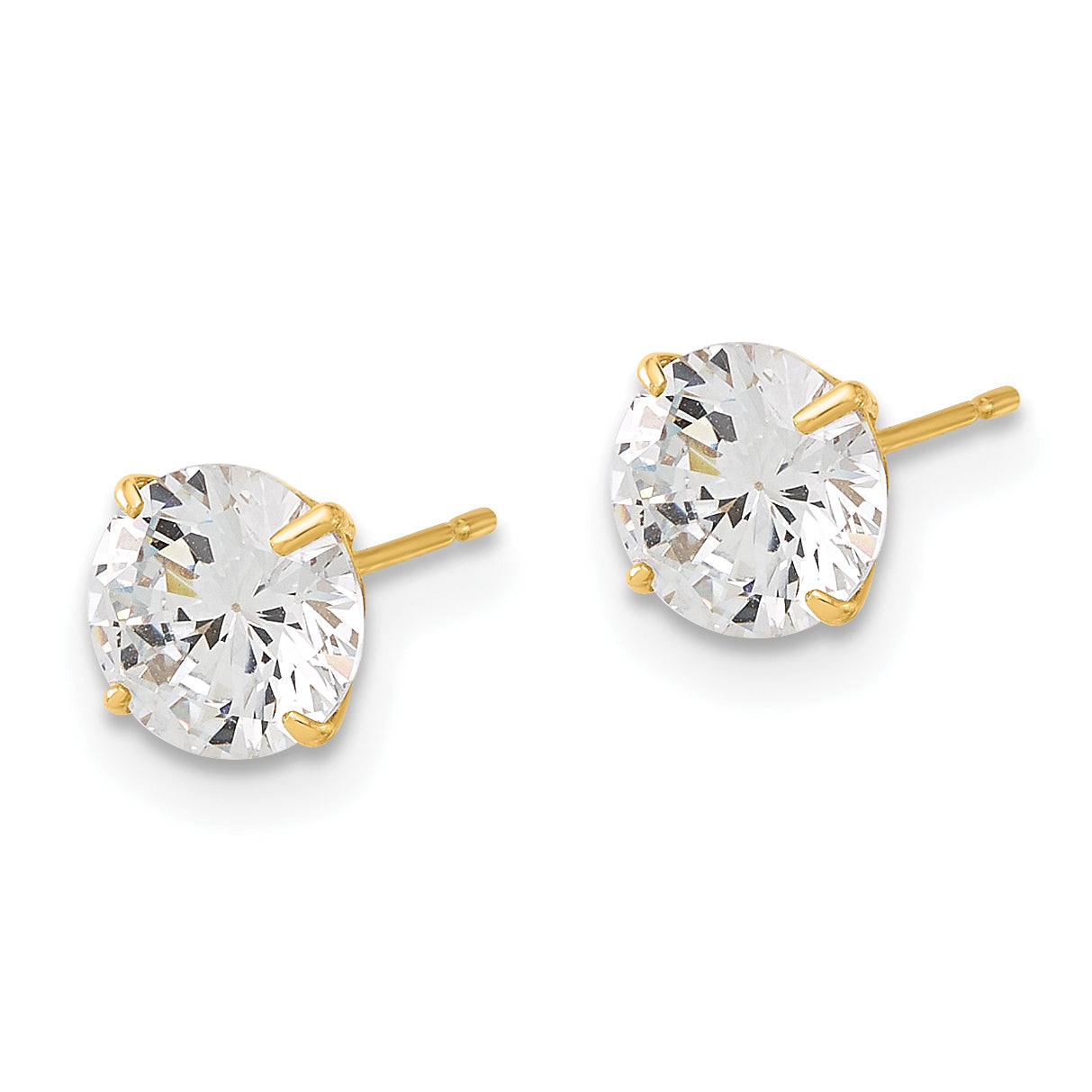 10K Polished 6mm CZ Stud Post Earrings Secondary image