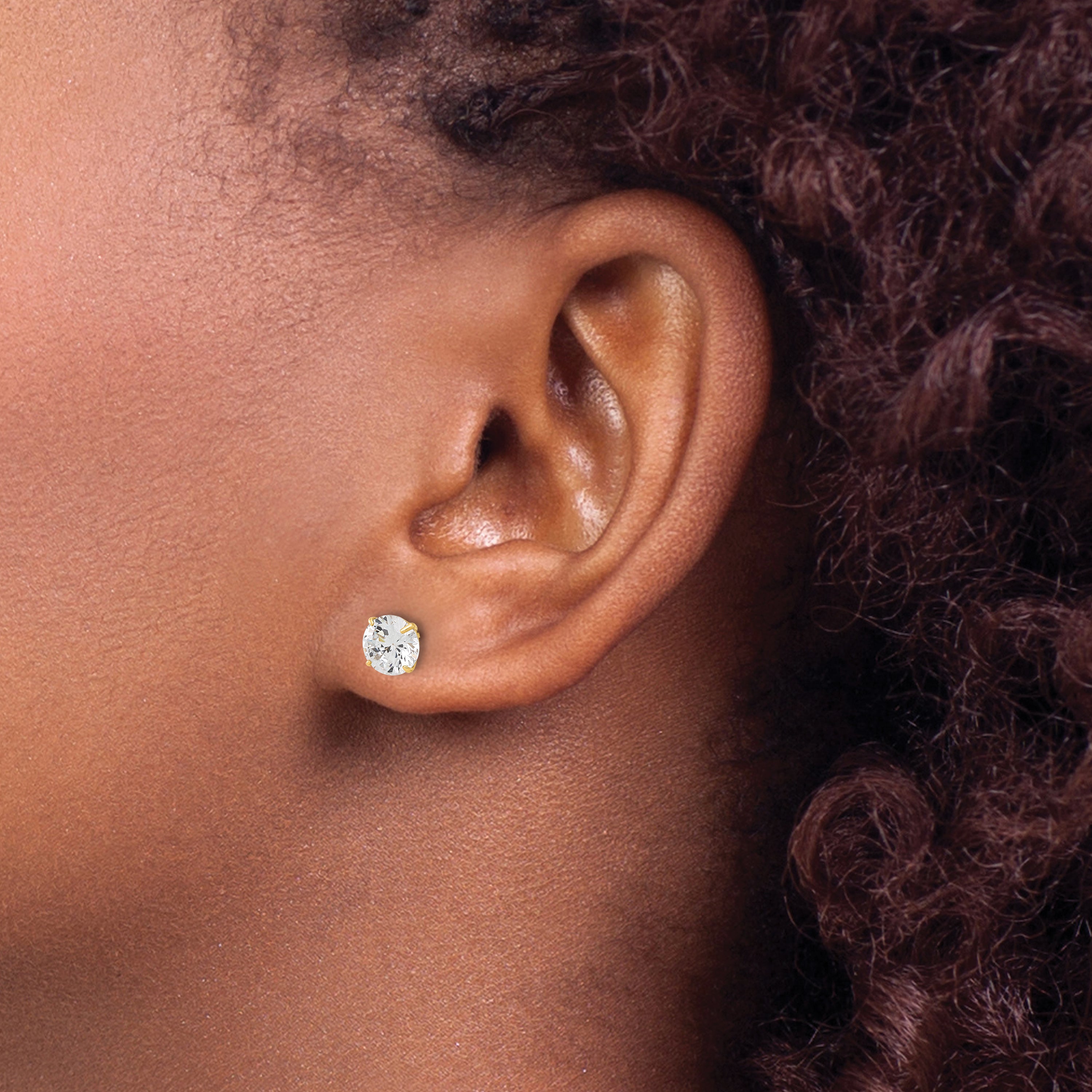 10K Polished 6mm CZ Stud Post Earrings