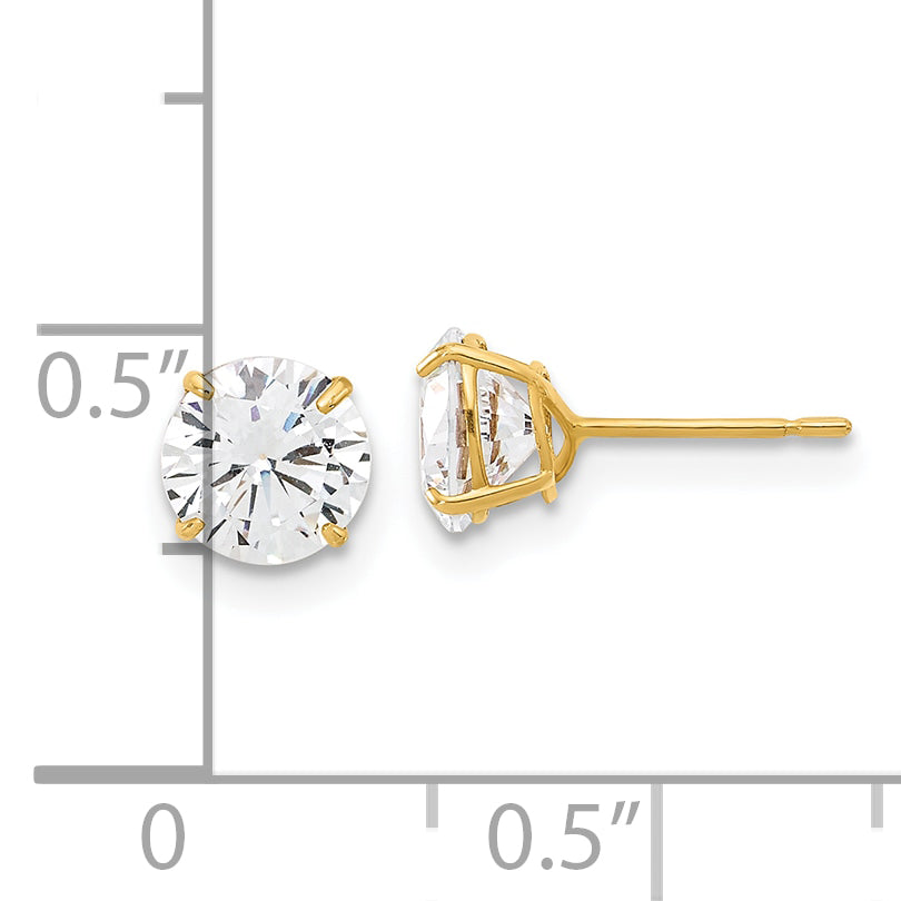 10K Polished 6mm CZ Stud Post Earrings