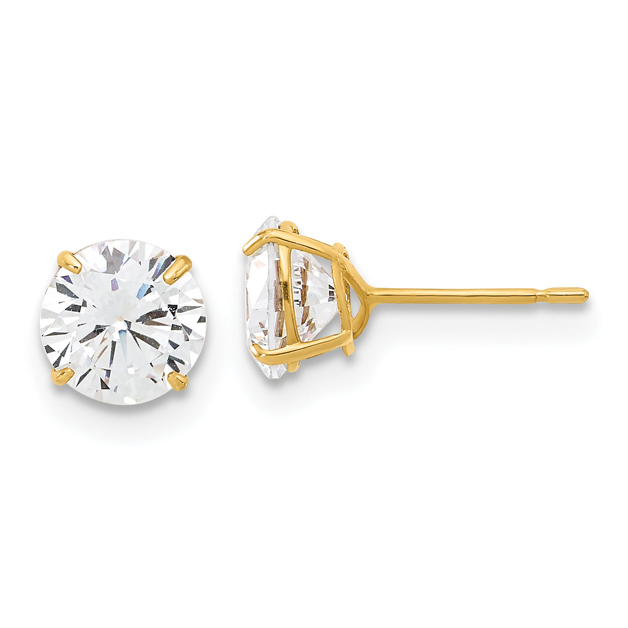 10K Polished 6mm CZ Stud Post Earrings Main image