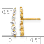 10K Polished Curved Bar CZ Post Earrings