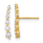 10K Polished Curved Bar CZ Post Earrings