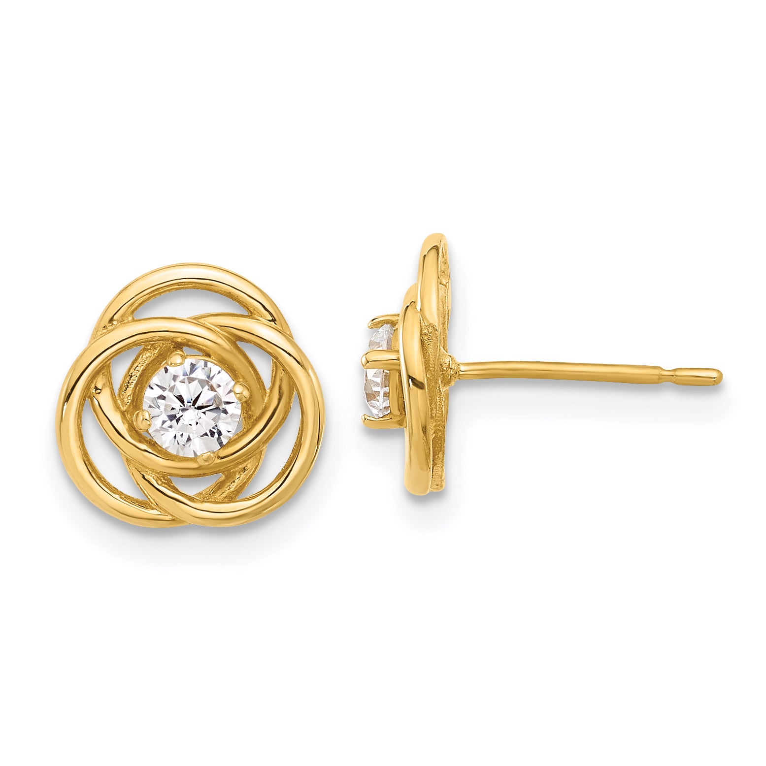 10K Polished Love Knot CZ Post Earrings Main image