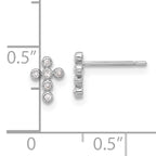 10K White Polished CZ Cross Post Earrings