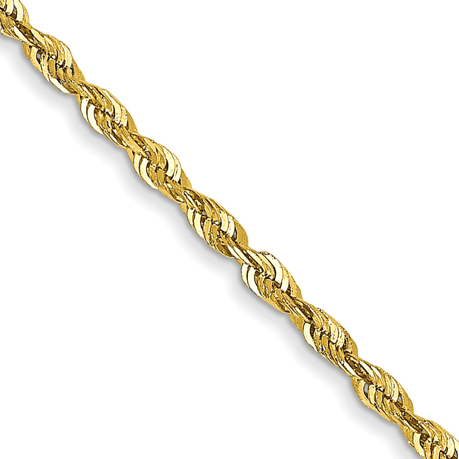 Diamond-Cut Rope Chain Anklet in 10K Yellow Gold, 1.5mm - Sophia Jewelers