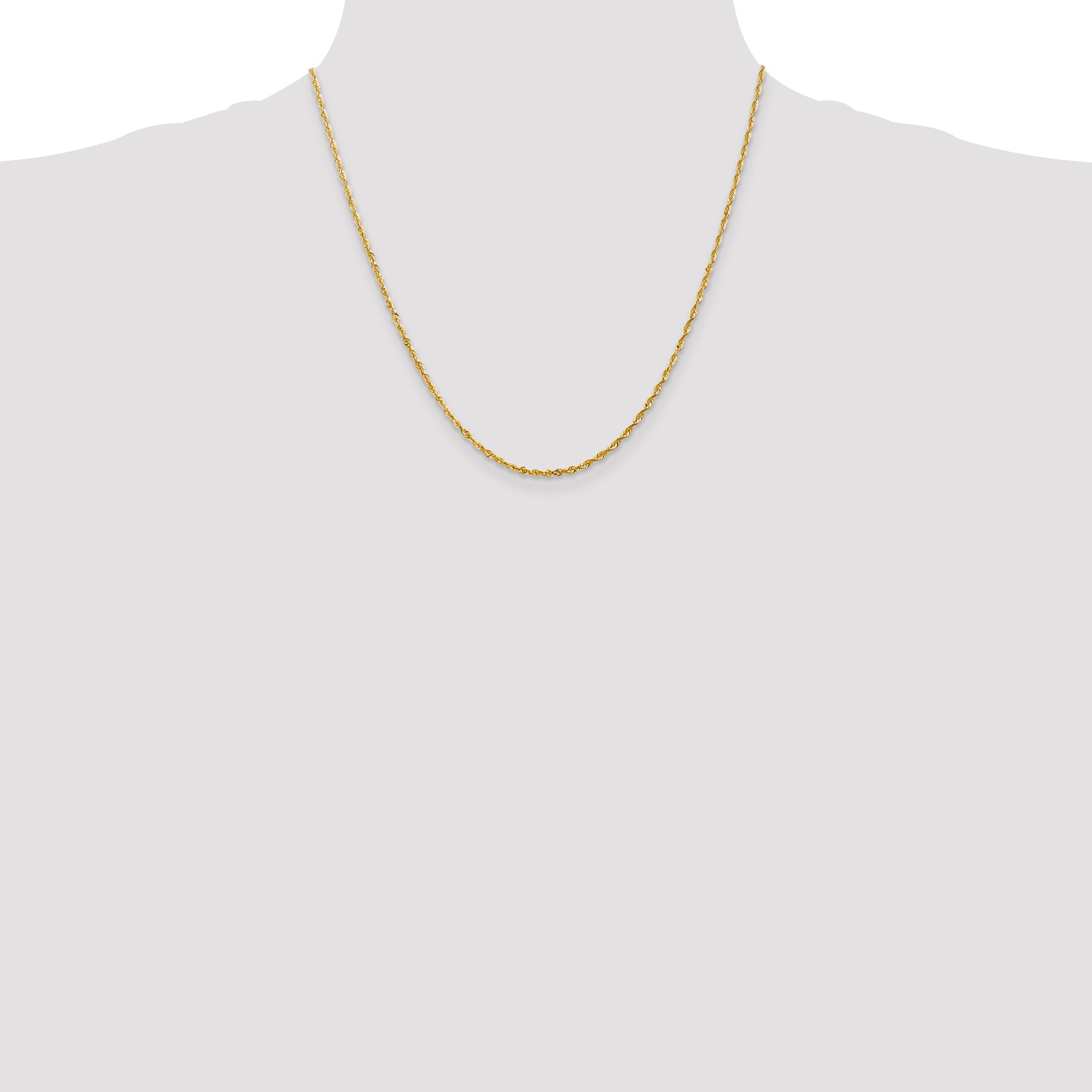 10k 2.0mm Extra-Light Diamond Cut Rope Chain