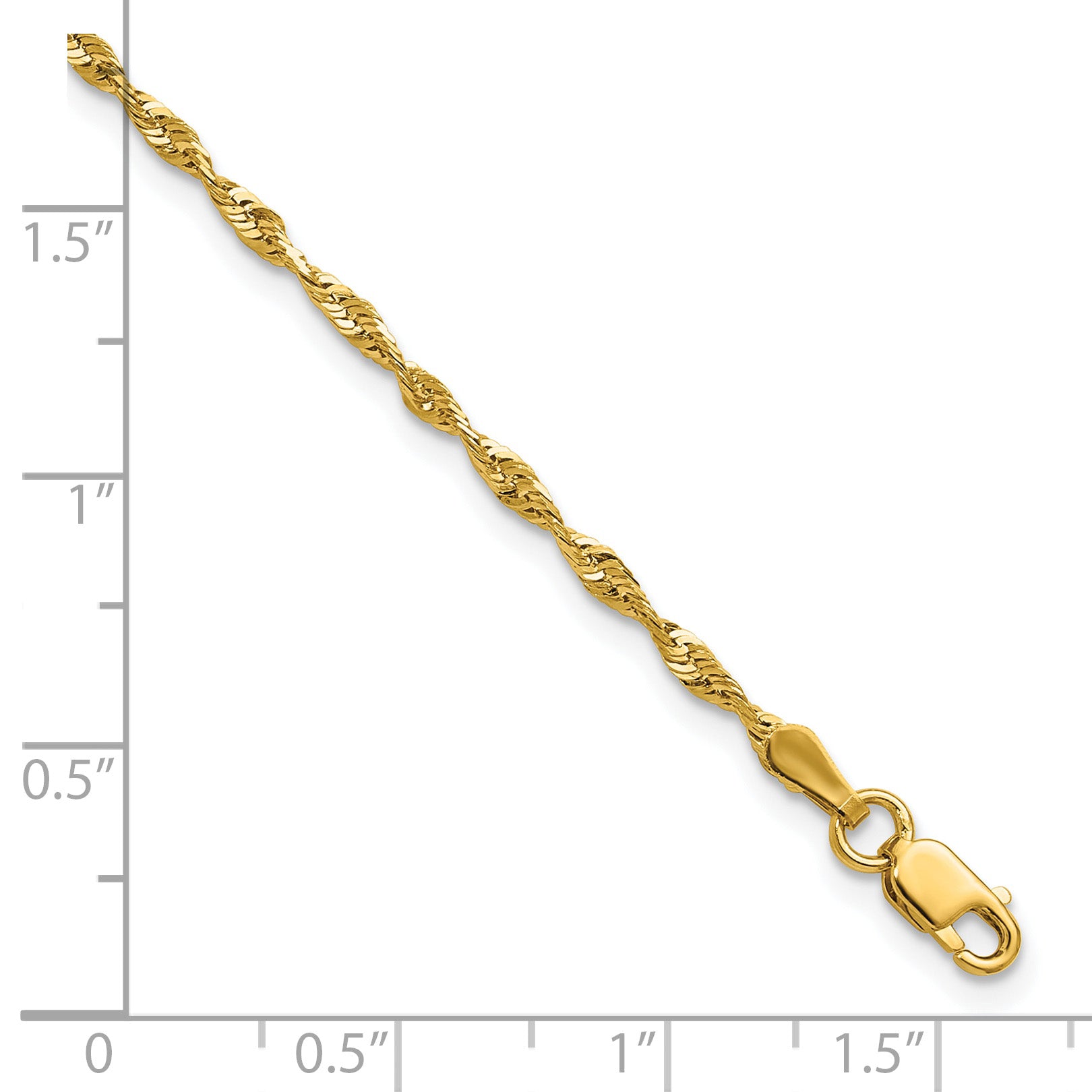 10k 2.0mm Extra-Light D/C Rope Chain Anklet