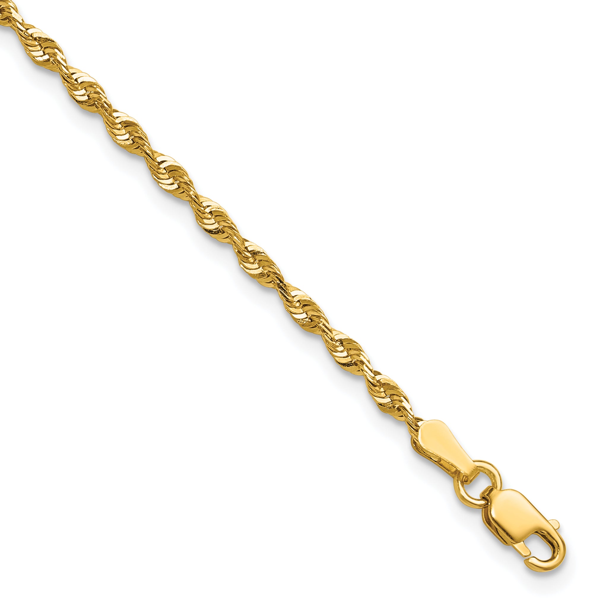 10k 2.25mm Extra-Light D/C Rope Chain Anklet