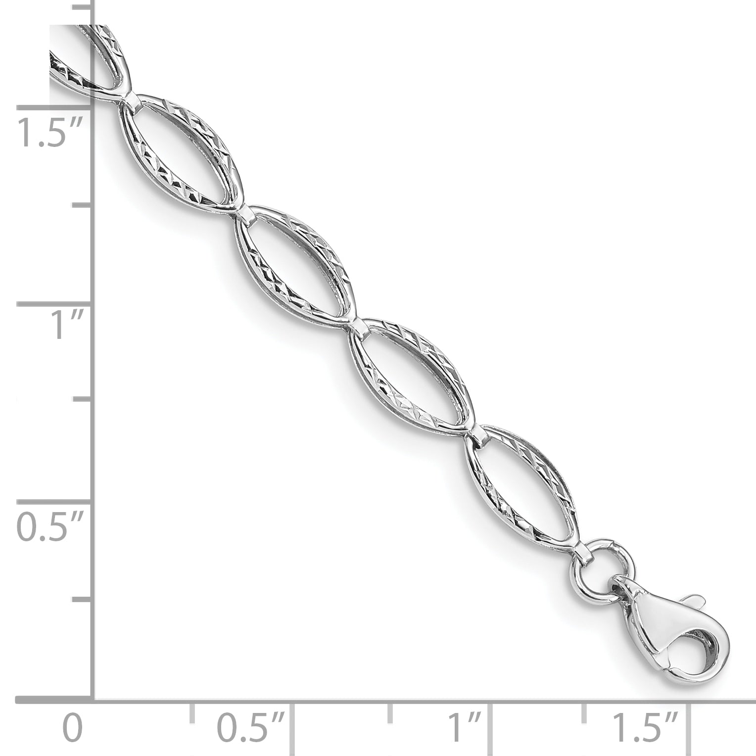 10k White Gold Polished Oval Link Bracelet