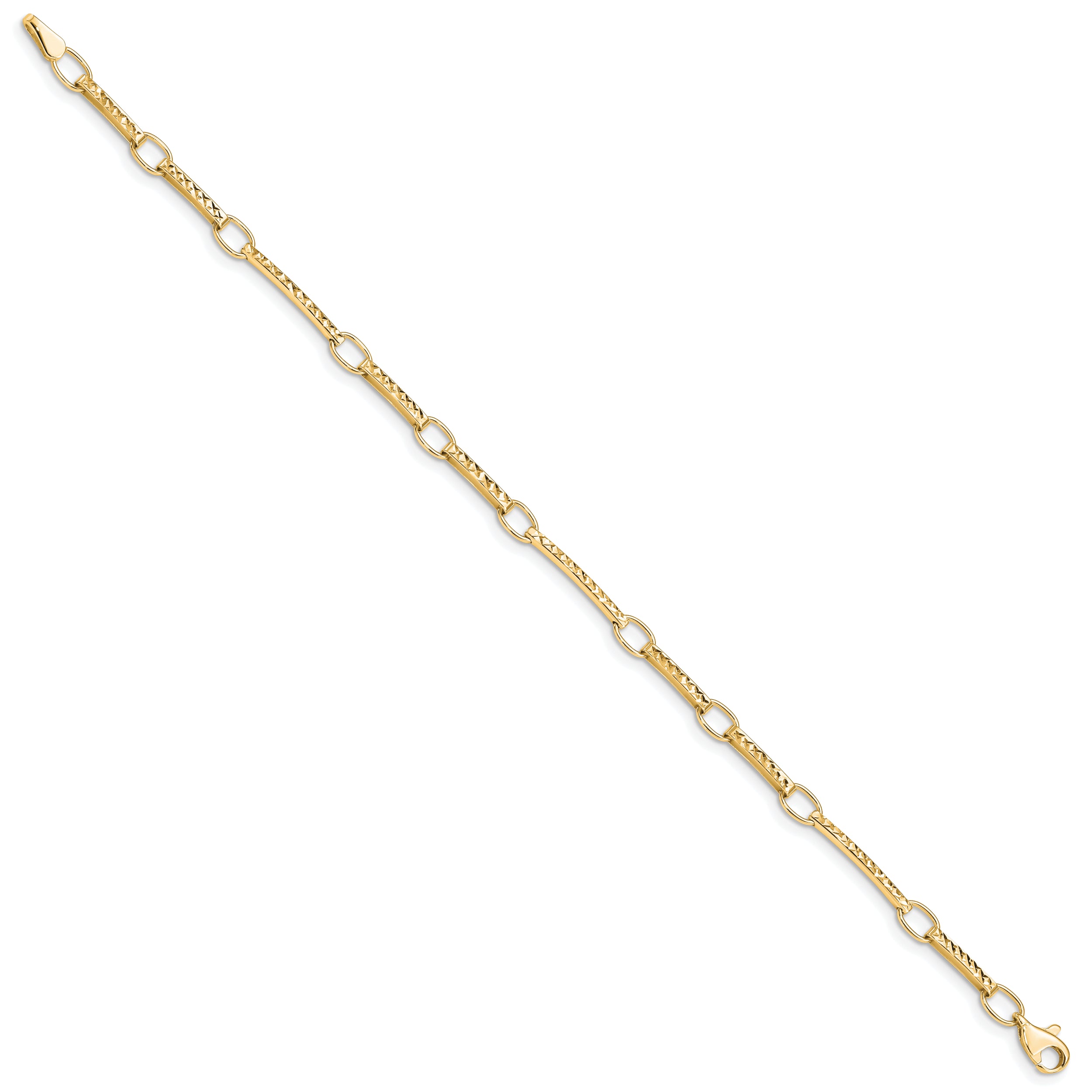 10k Polished and Textured Fancy Link Bracelet