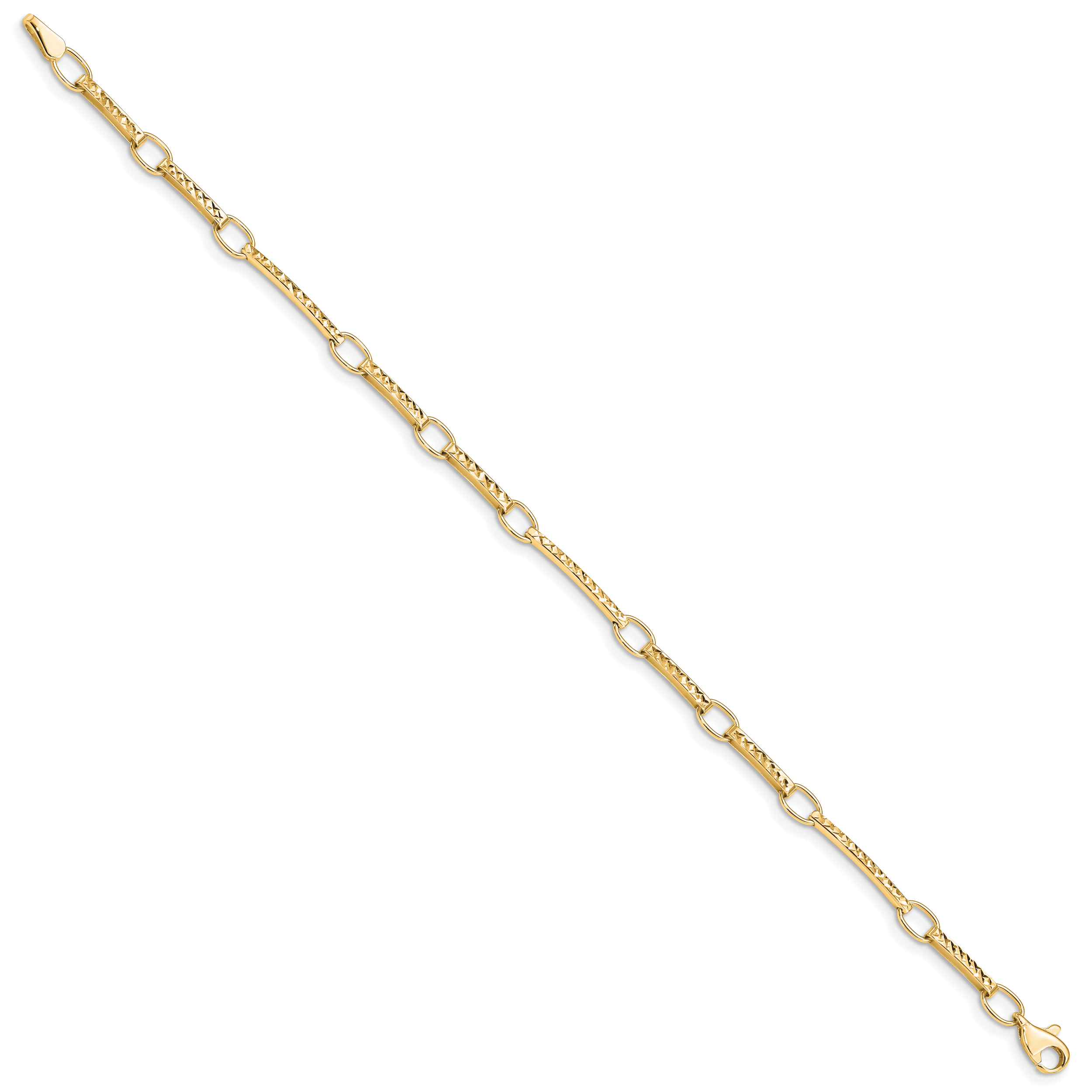 10k Polished and Textured Fancy Link Bracelet
