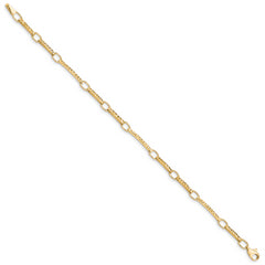 10k Polished and Textured Fancy Link Bracelet