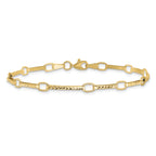 10k Polished and Textured Fancy Link 7.25 inch Bracelet