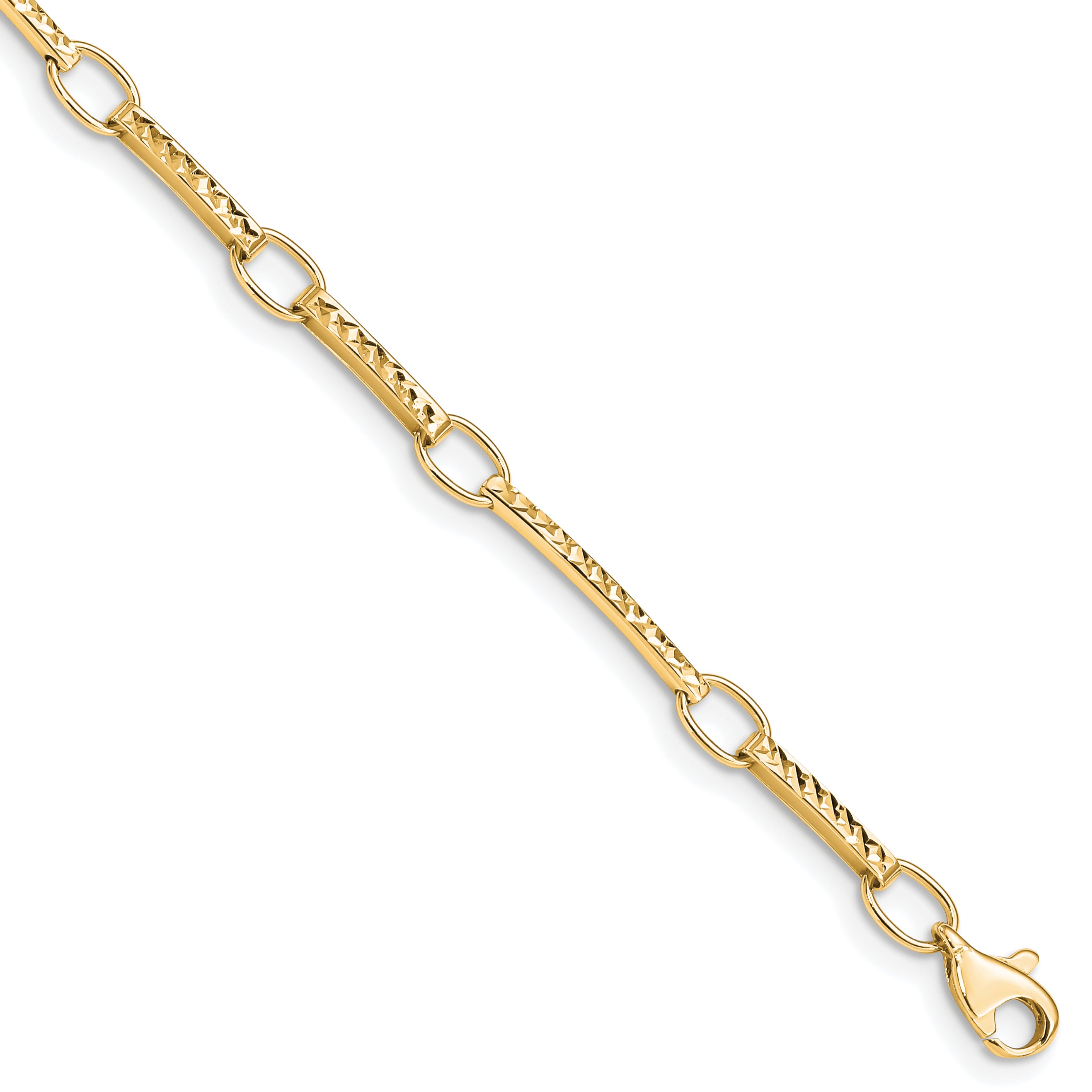 10k Polished and Textured Fancy Link Bracelet Main image