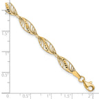 10k Filigree Diamond Cut 7.25 inch Bracelet