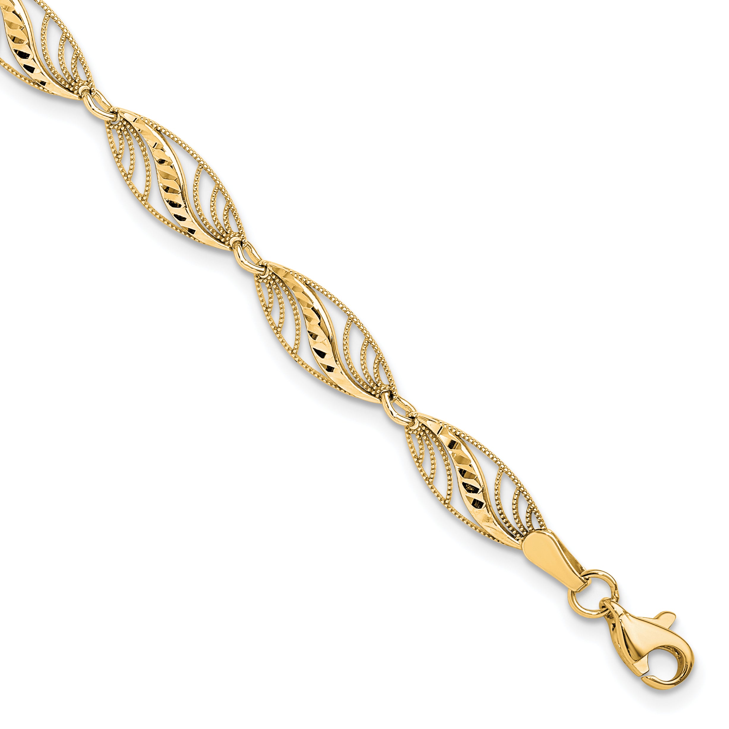 10k Filigree Diamond Cut 7.25 inch Bracelet Main image