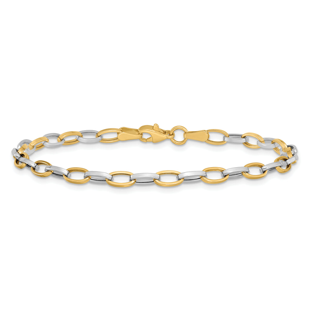 10k Two-tone Polished Open Link Bracelet