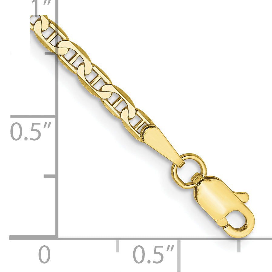 10k 2.4mm Concave Anchor Chain Anklet