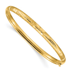 10k 3/16 Florentine Engraved Hinged Bangle Bracelet