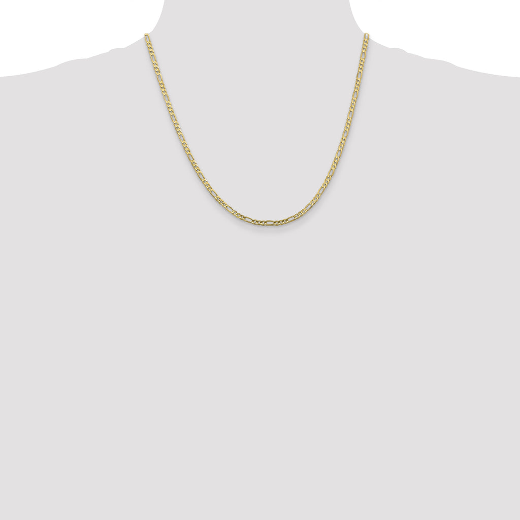 10K 3mm Flat Figaro Chain
